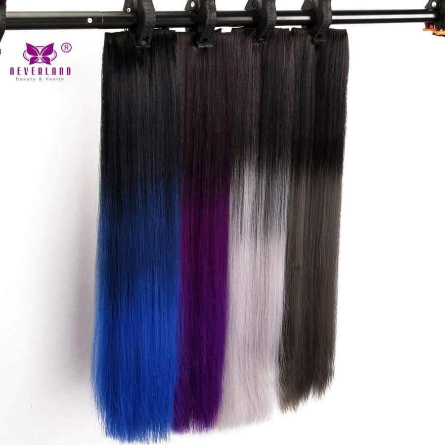 Planet Gates 8#/24# / 24inches Synthetic Straight Hair Clip in Hair Extension One Piece Ombre Color 24" 60cm 5Clips Hairpiece Gradient Hair Wigs
