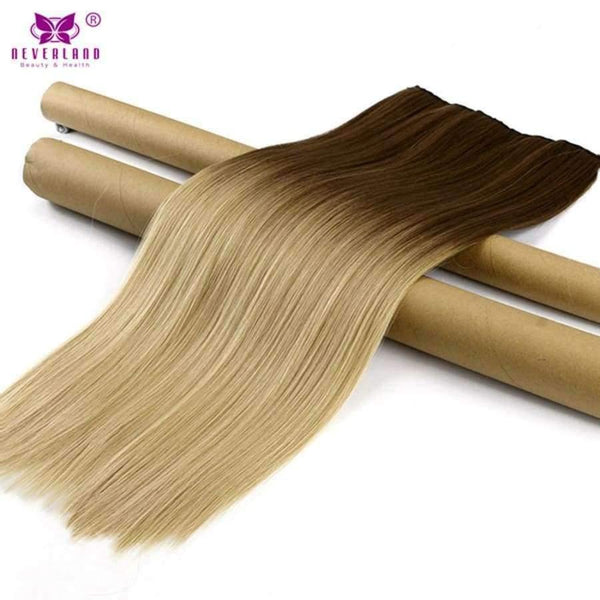 Planet Gates 8#/24# / 24inches Synthetic Straight Hair Clip in Hair Extension One Piece Ombre Color 24" 60cm 5Clips Hairpiece Gradient Hair Wigs