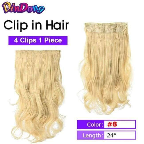 Planet Gates #8 / 24inches Synthetic Fish Line Hair Wavy Clip in Hair Extensions 3/4 Half Wig 3 Styles Available Premium Heat Resistant Hair