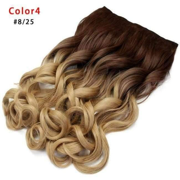 Planet Gates 8#/25# / 24inches 24'' Clip in Hair Extensions Natural One Pieces 5Clips Heat Resistant Synthetic Hair Wavy Ombre Hairpiece Women Wigs