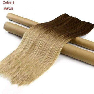 Planet Gates 8#/25# / 24inches Synthetic Straight Hair Clip in Hair Extension One Piece Ombre Color 24" 60cm 5Clips Hairpiece Gradient Hair Wigs