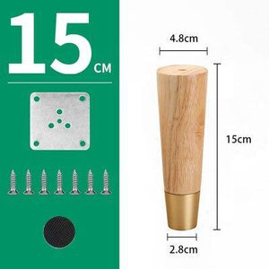 4pcs/lot Wood Legs TV Cabinet Support Sofa Legs Furniture Accessory Brass Gold Cups Solid Wooden Feet