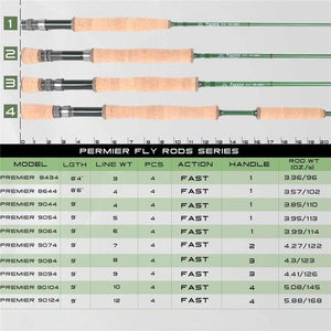 Planet Gates 8.6FT 4WT 4PC Premier 3/4/5/6/7/8/9/10/12 WT Fly Rod Carbon Fiber Fly Fishing Rod With Cordura Tube Fly Fishing Rod