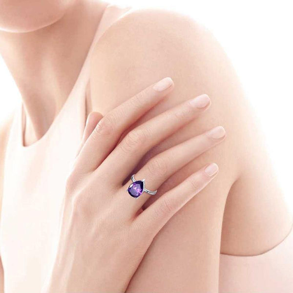 Planet Gates 8.8ct Natural Purple Amethyst Ring Genuine 925 Sterling Silver Waterdrop Pearl Cut Women's Fashion