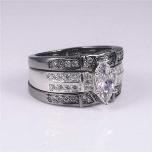 Planet Gates 8 / Black 925 Sterling Silver Gemstone Rings Finger Lady Marquise Cut Simulated Diamond Cocktail Rings Wedding Bride jewelry for Women