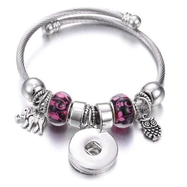 Planet Gates 8 Bracelets for 18mm Snaps Jewelry Elastic Silver Beaded Snap Bracelet Bangles Fit Snap Buttons Jewelry Charms Bracelet