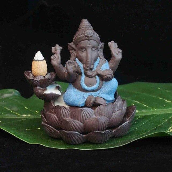 Creative environmental Home office Decor The Little Monk Censer India Lord Ganesha ack-flow Ceramic Incense Burner