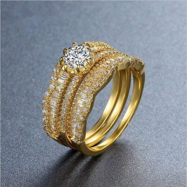 Planet Gates 8 / gold Diamond ring gold rings Zircon two-color treasure Rose golden jade crystal plated 925 silver plated 18k gold three-piece B923