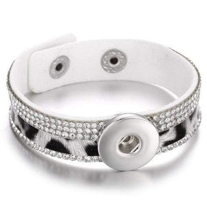 Planet Gates 8 Jewelry Rhinestone Leopard Leather 18mm Snap Button Bracelet Couple Punk Leather Bracelet Armband Snap Jewelry