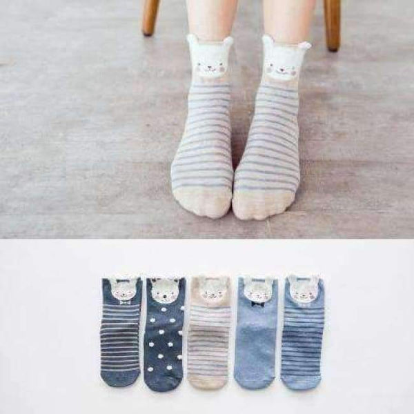 Planet Gates 8 / One Size 10PCS=5Pairs/lot Lovely Cartoon Women Horse Bear Rabbit Animal Socks Cotton Sox Women Girls Lady Female Socks Warm Candy Color