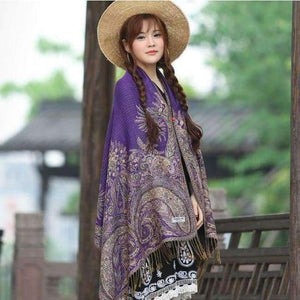Planet Gates 8 / One Size Women Polyester Pashmina Elegant Fashion Print Floral Paisley Shawl Wrap Scarf 2018 New Style Free Shipping
