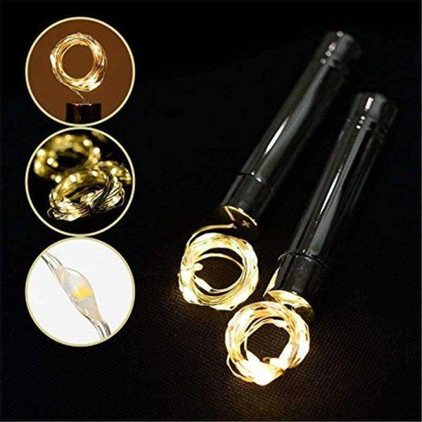 Planet Gates 8 Pack AA battery power Warm white Bottle Lights LED Cork Shape String Lights for Bistro Wine Bottle Starry Bar Party Valentines