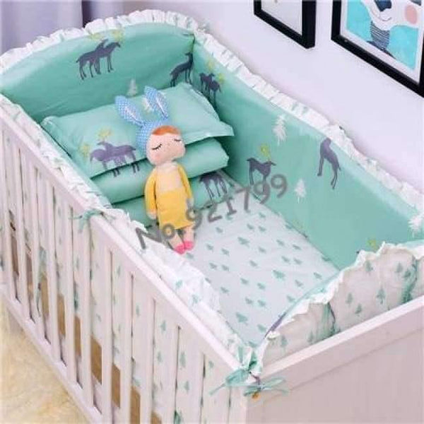 Planet Gates 8 pcs 3 Cotton Cartoon Soft Baby Bedding Sets Gray Elephant  Baby Crib bumper Include Pillow/ Bumpers/ Sheet/Quilt Cover Baby Bumpers