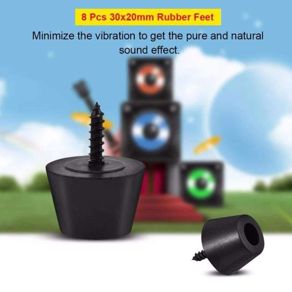 Planet Gates 8 Pcs 30x20mm Rubber Feet Anti-vibration Base Pad Stand for Speaker Guitar Amplifier  w/ Screws