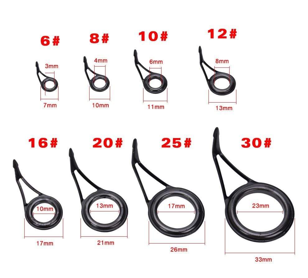 Planet Gates 8 Pcs Ceramic Fishing Rod Guide Oval Fishing Rod Eyes Guides Line Rings Pole Repair Kit High Carbon Steel Frame JC