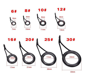 Planet Gates 8 Pcs Ceramic Fishing Rod Guide Oval Fishing Rod Eyes Guides Line Rings Pole Repair Kit High Carbon Steel Frame JC
