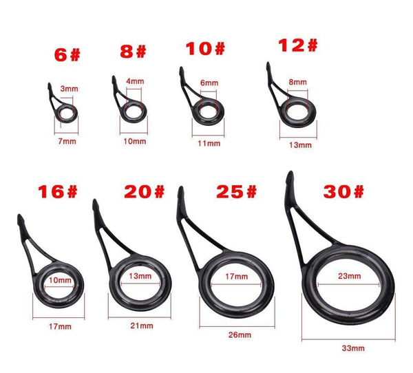 Planet Gates 8 Pcs Ceramic Fishing Rod Guide Oval Fishing Rod Eyes Guides Line Rings Pole Repair Kit High Carbon Steel Frame JC