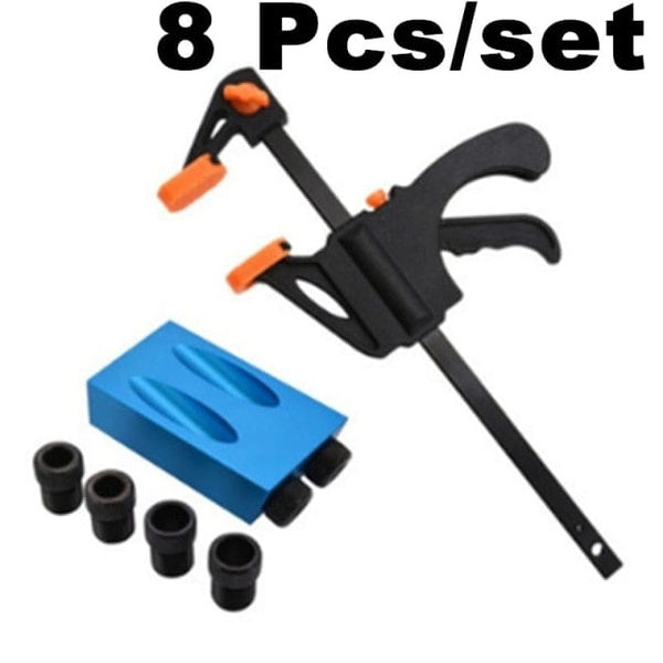 Planet Gates 8 pcs Pocket Hole Screw Jig 15 Degrees Dowel Drill Joinery Kit Carpenters Wood Woodwork Guides Joint Angle Locator Tool