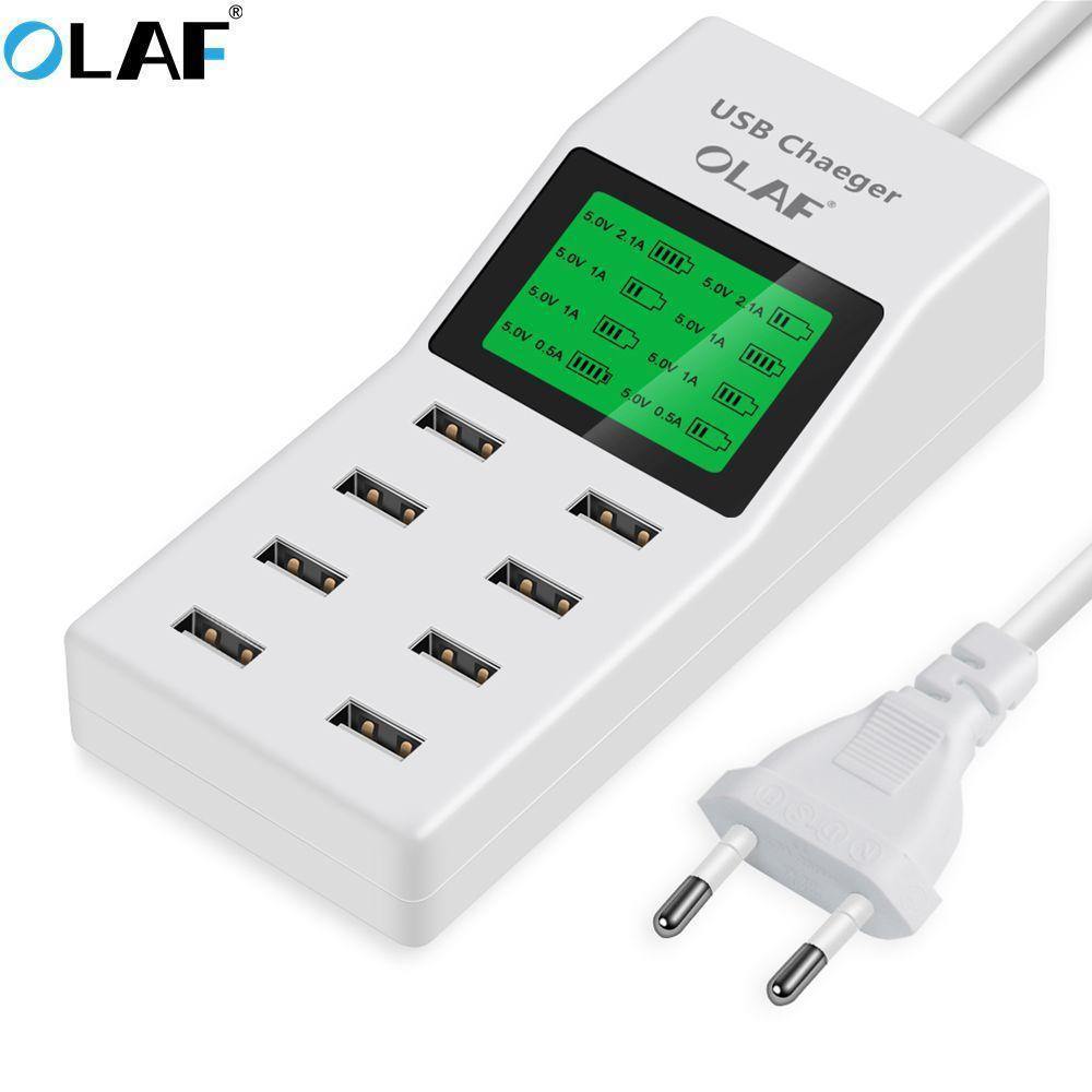 Planet Gates 8 Ports USB Wall Charger LED Display Screen EU Plug Adapter Mobile Phone Charger for iPhone Samsung Xiaomi USB Charger