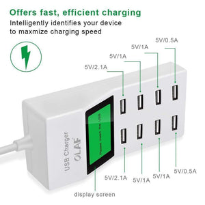 Planet Gates 8 Ports USB Wall Charger LED Display Screen EU Plug Adapter Mobile Phone Charger for iPhone Samsung Xiaomi USB Charger