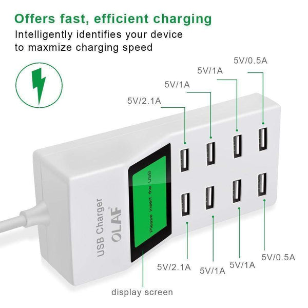 Planet Gates 8 Ports USB Wall Charger LED Display Screen EU Plug Adapter Mobile Phone Charger for iPhone Samsung Xiaomi USB Charger