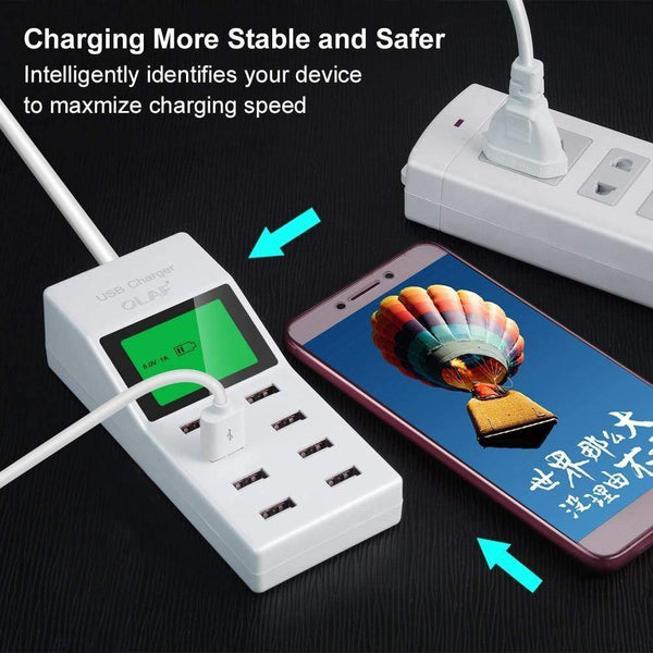 Planet Gates 8 Ports USB Wall Charger LED Display Screen EU Plug Adapter Mobile Phone Charger for iPhone Samsung Xiaomi USB Charger