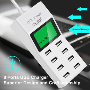 Planet Gates 8 Ports USB Wall Charger LED Display Screen EU Plug Adapter Mobile Phone Charger for iPhone Samsung Xiaomi USB Charger