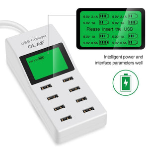 Planet Gates 8 Ports USB Wall Charger LED Display Screen EU Plug Adapter Mobile Phone Charger for iPhone Samsung Xiaomi USB Charger