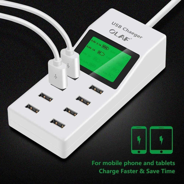 Planet Gates 8 Ports USB Wall Charger LED Display Screen EU Plug Adapter Mobile Phone Charger for iPhone Samsung Xiaomi USB Charger