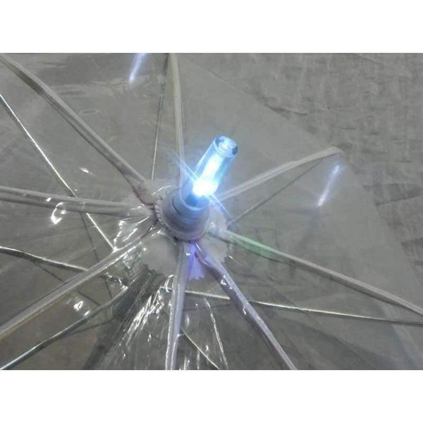 Planet Gates 8 Rib Light up Blade Runner Style Changing Color LED Umbrella with Flashlight Transparent Handle Straight Umbrella Parasol