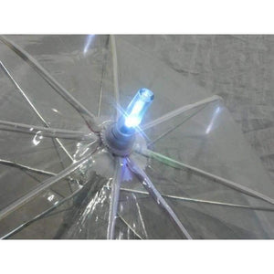 Planet Gates 8 Rib Light up Blade Runner Style Changing Color LED Umbrella with Flashlight Transparent Handle Straight Umbrella Parasol