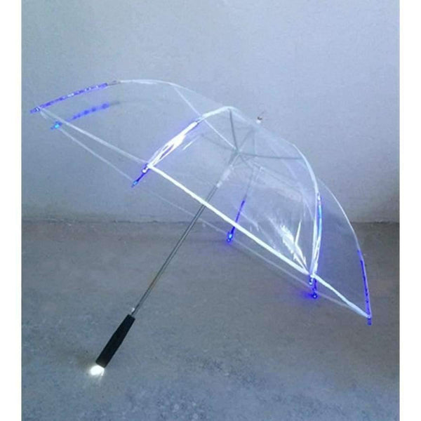 Planet Gates 8 Rib Light up Blade Runner Style Changing Color LED Umbrella with Flashlight Transparent Handle Straight Umbrella Parasol