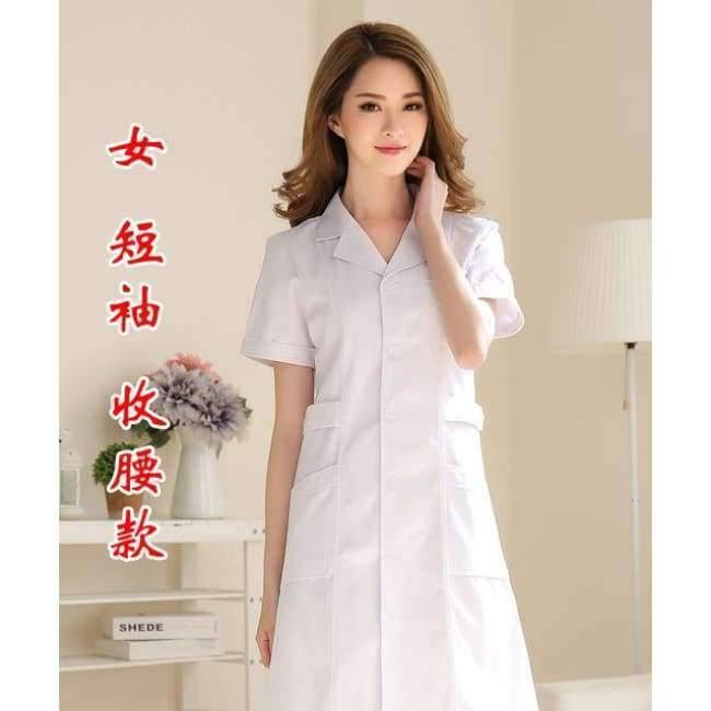 Planet Gates 1 / S Stylish and elegant Hospital nurse uniform Summer Short-sleeve Medical Clothing Beautician Pharmacy White coat
