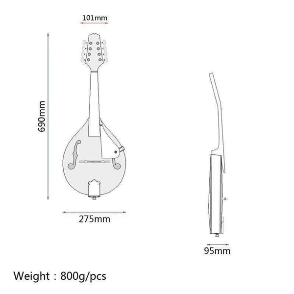 Planet Gates 8 String F Model Mandolin Guitar Musical Instruments with Steel String 20 Fret Ukulele Stringed Instrument For Beginner Lovers