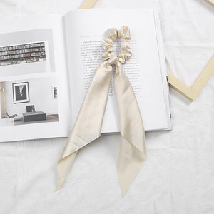 Women Streamers Scrunchies Polka Dot Floral Print Elastic Bow Hair Rope Girl Hair Ties Korean Sweet Hair Accessories Headwear