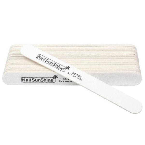 Planet Gates 80-100 100pcs Strong Thick Wood Nail File Multi Grit Wooden Sandpaper Nails File For Manicure Buffing Straight lime a ongle Nail Tools