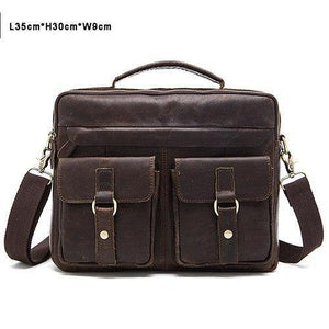 Planet Gates 8001chocolateL / China Men's Bags Genuine Leather Men's Shoulder Bag Men Messenger Bag for Laptop Crossbody Bags for Men Business Briefcases 801
