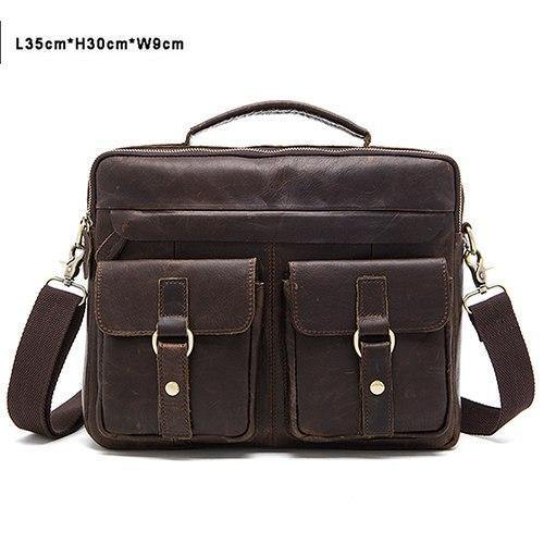 Planet Gates 8001chocolateL / China Men's Bags Genuine Leather Men's Shoulder Bag Men Messenger Bag for Laptop Crossbody Bags for Men Business Briefcases 801