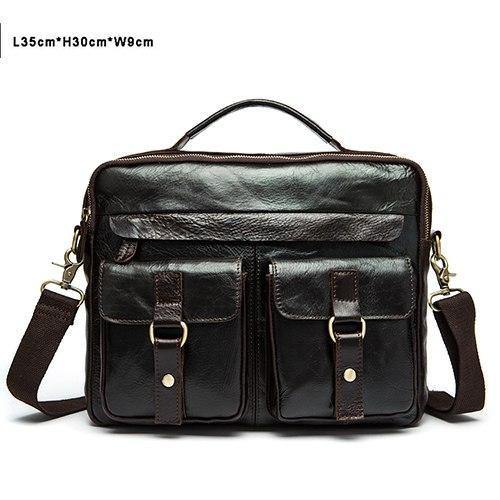 Planet Gates 8001DeepcoffeeL / China Men's Bags Genuine Leather Men's Shoulder Bag Men Messenger Bag for Laptop Crossbody Bags for Men Business Briefcases 801