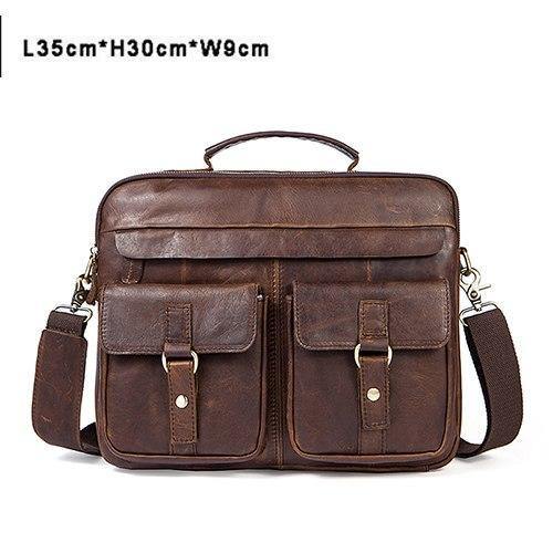 Planet Gates 8001redbrownL / China Men's Bags Genuine Leather Men's Shoulder Bag Men Messenger Bag for Laptop Crossbody Bags for Men Business Briefcases 801