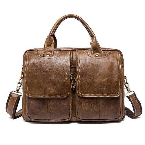 Planet Gates 8002matte brown / China / 35cm Bag Men's shoulder bag Genuine Leather male Bags Men's Briefcase Laptop 14'' Tote Crossbody Bags for men 8002