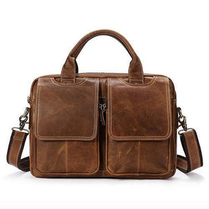 Planet Gates 8002oil red brown / China / 35cm Bag Men's shoulder bag Genuine Leather male Bags Men's Briefcase Laptop 14'' Tote Crossbody Bags for men 8002