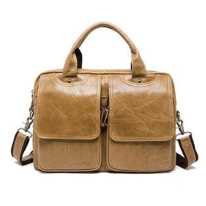 Planet Gates 8002yellow brown / China / 35cm Bag Men's shoulder bag Genuine Leather male Bags Men's Briefcase Laptop 14'' Tote Crossbody Bags for men 8002