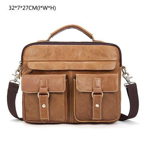 Planet Gates 801 brown S / China Men's Bags Genuine Leather Men's Shoulder Bag Men Messenger Bag for Laptop Crossbody Bags for Men Business Briefcases 801
