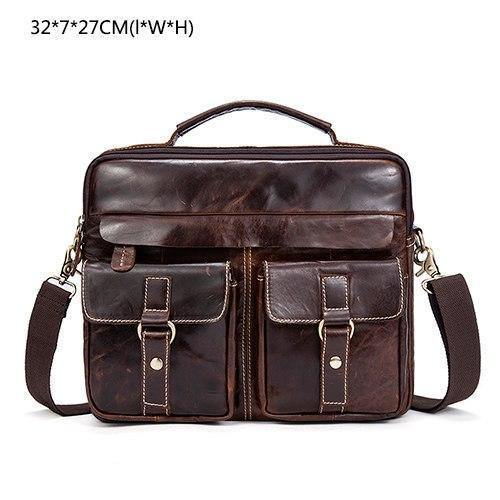 Planet Gates 801 red coffee S / China Men's Bags Genuine Leather Men's Shoulder Bag Men Messenger Bag for Laptop Crossbody Bags for Men Business Briefcases 801