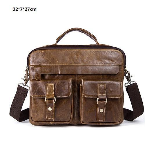 Planet Gates Men's Bags Genuine Leather Men's Shoulder Bag Men Messenger Bag for Laptop Crossbody Bags for Men Business Briefcases 801