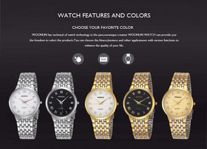 Planet Gates 8031QGB Couple Watches WOONUN Top Brand Luxury Gold Ultra Thin Quartz Watches Women Men Lovers Watch Set Valentine Gift