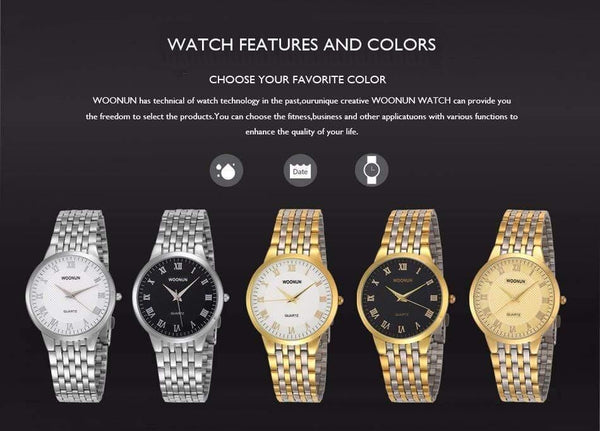 Planet Gates 8031QGB Couple Watches WOONUN Top Brand Luxury Gold Ultra Thin Quartz Watches Women Men Lovers Watch Set Valentine Gift