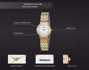 Planet Gates 8031QGB Couple Watches WOONUN Top Brand Luxury Gold Ultra Thin Quartz Watches Women Men Lovers Watch Set Valentine Gift