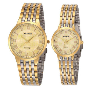 Planet Gates 8031QGB Couple Watches WOONUN Top Brand Luxury Gold Ultra Thin Quartz Watches Women Men Lovers Watch Set Valentine Gift